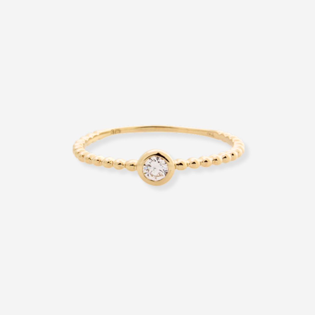 Lab-Grown Diamond Round Cut Ring - 9ct Yellow Gold