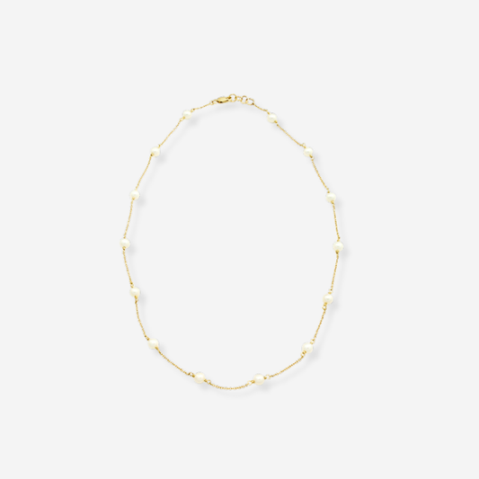 White Freshwater Pearl Necklace 42cm - 9ct Yellow Gold