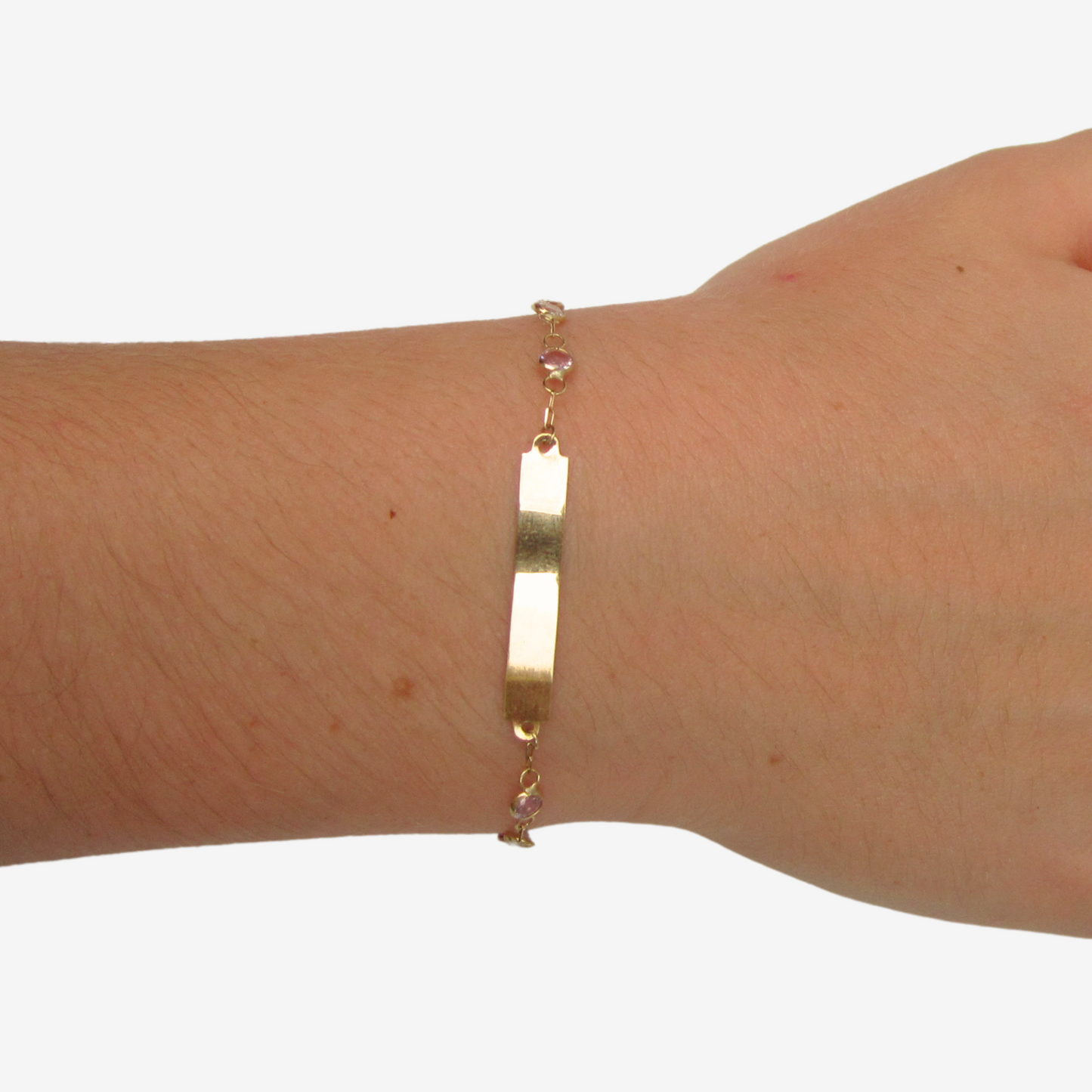 Kids Plate Bracelet with Signature Zirconia – 18ct Solid Yellow Gold