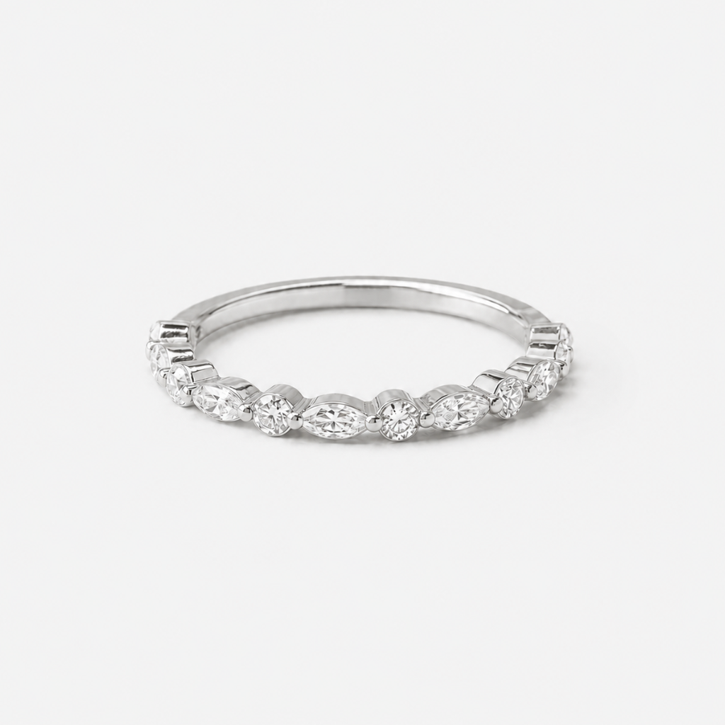 0.50ct Lab-Grown Diamond Marquise and Round cut Half Eternit Band
