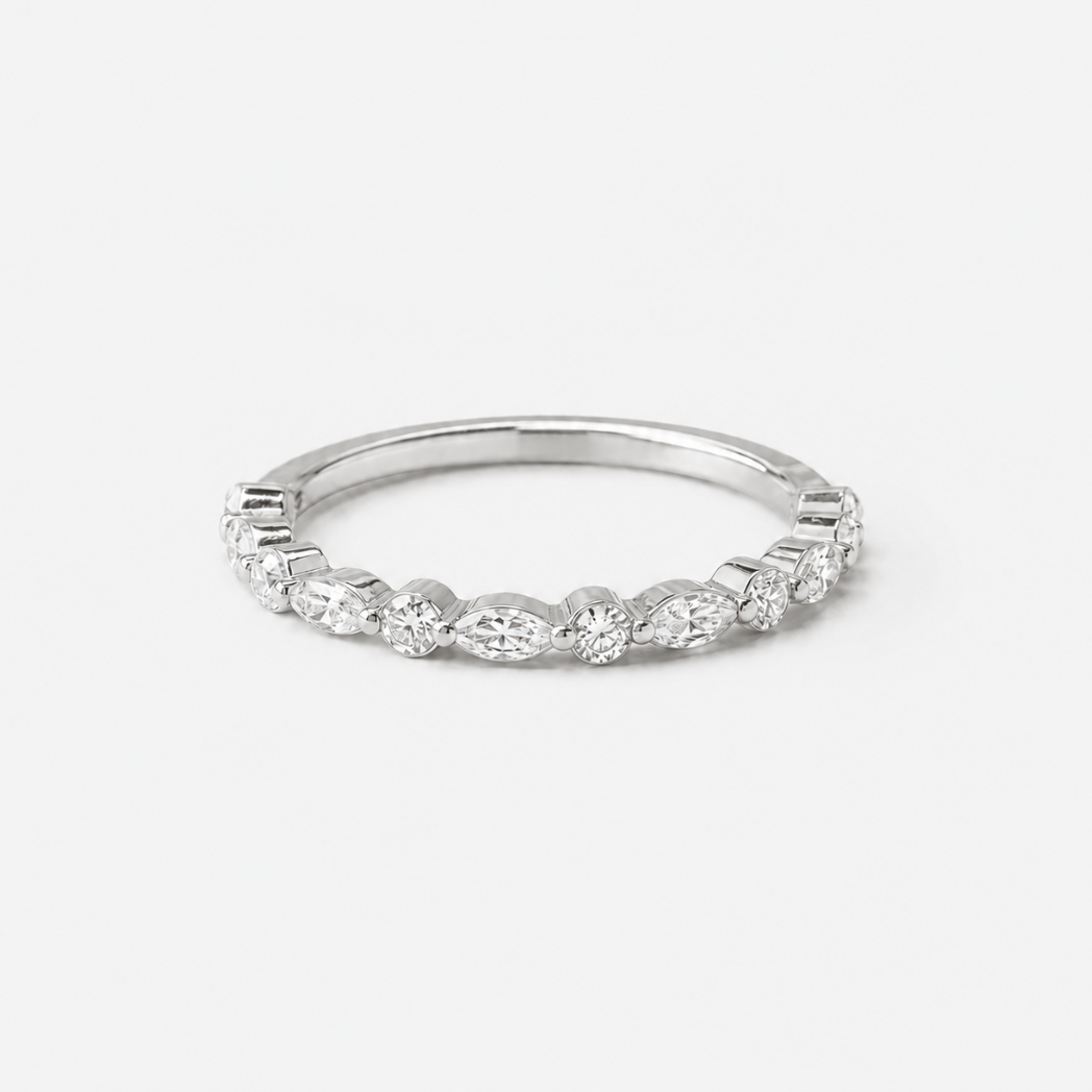 0.50ct Lab-Grown Diamond Marquise and Round cut Half Eternit Band