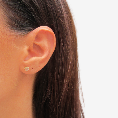 Heart Stud Earrings with Signature Zirconia – 18ct Yellow Gold