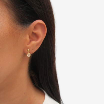 Heart Drop Earrings Signature Zirconia 6mm – 18ct Yellow Gold