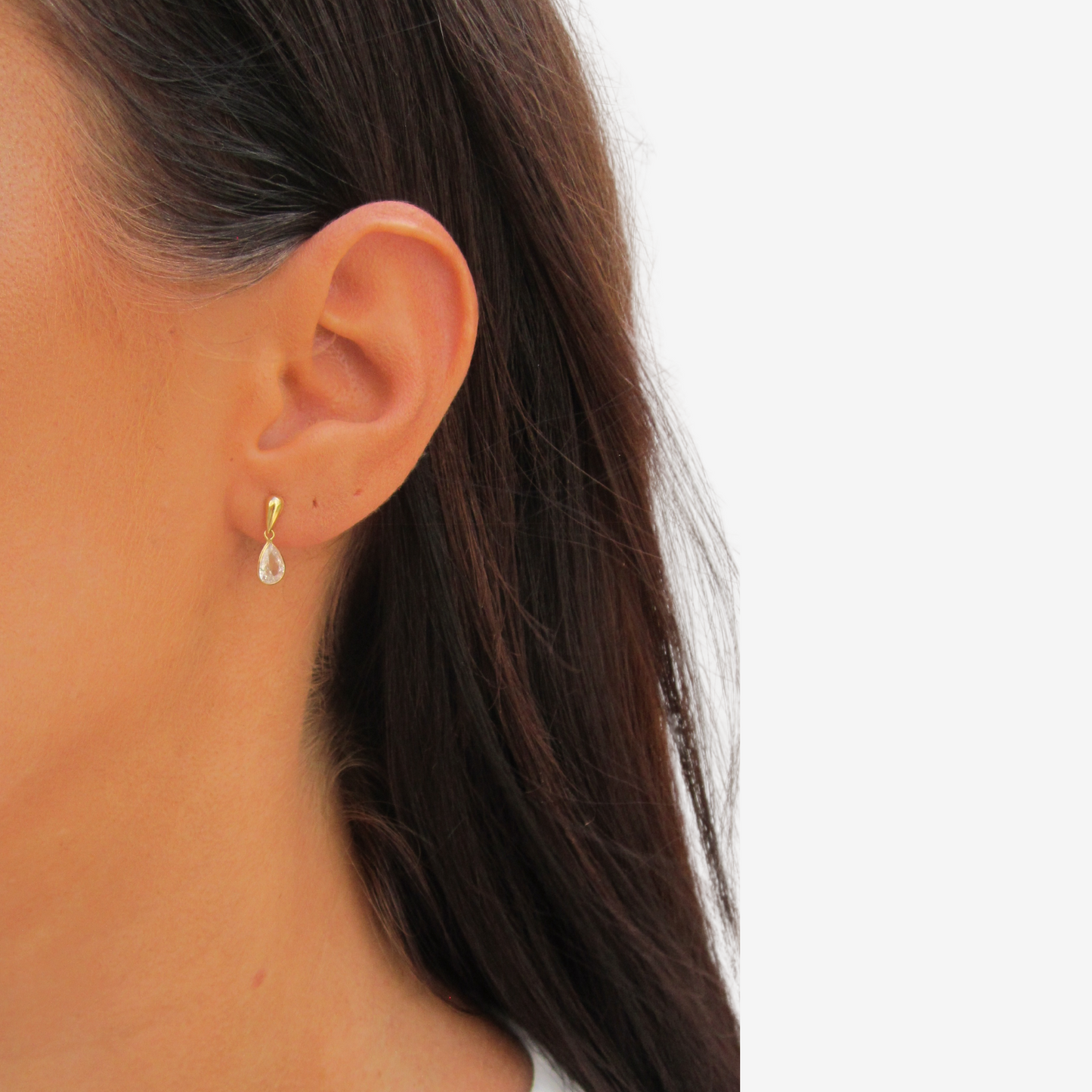 Single Stone Drop Earrings Signature Zirconia – 18ct Yellow Gold