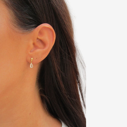 Single Stone Drop Earrings Signature Zirconia – 18ct Yellow Gold