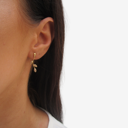 Branch Earrings Signature Zirconia – 18ct Yellow Gold