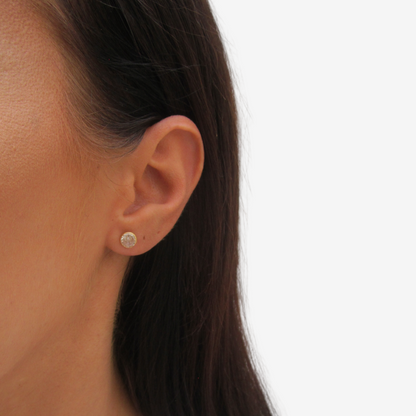 Round Signature Zirconia Stud Earrings 4mm – 18ct Yellow Gold