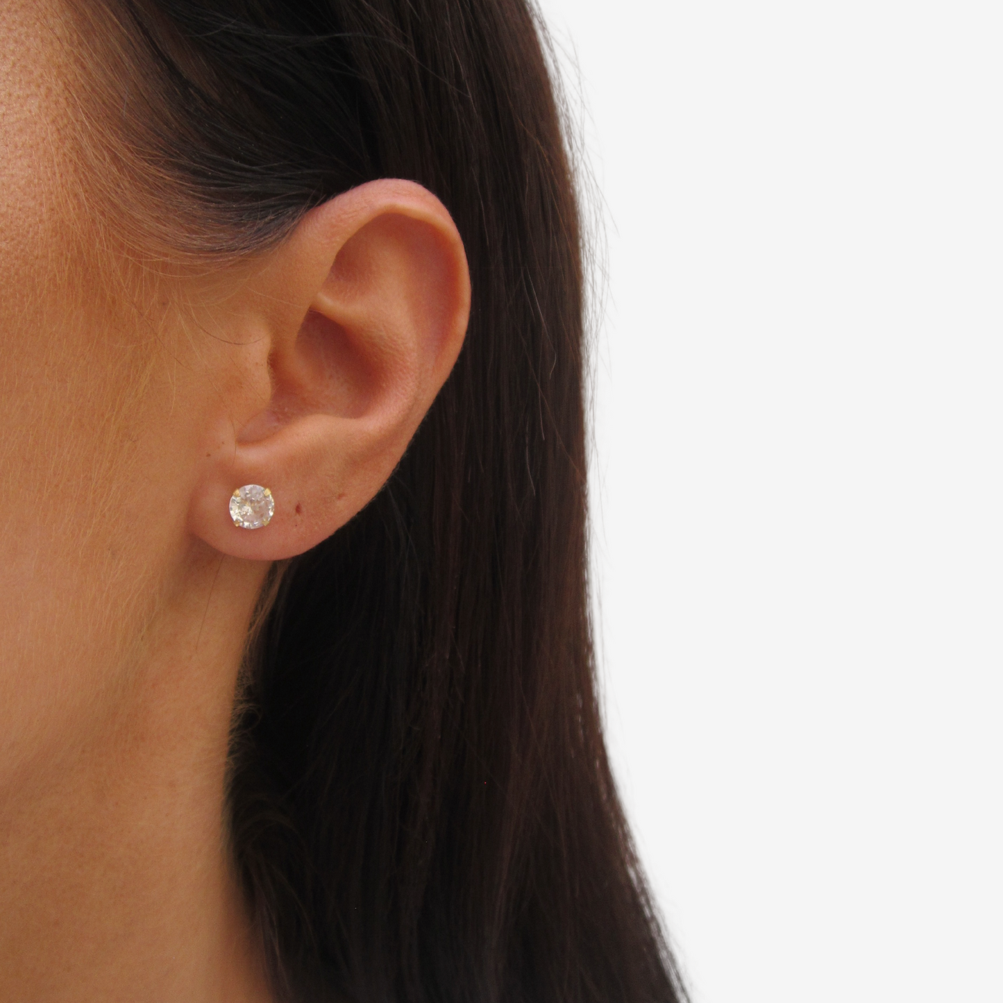 Round Signature Zirconia Stud Earrings 6mm – 18ct Yellow Gold