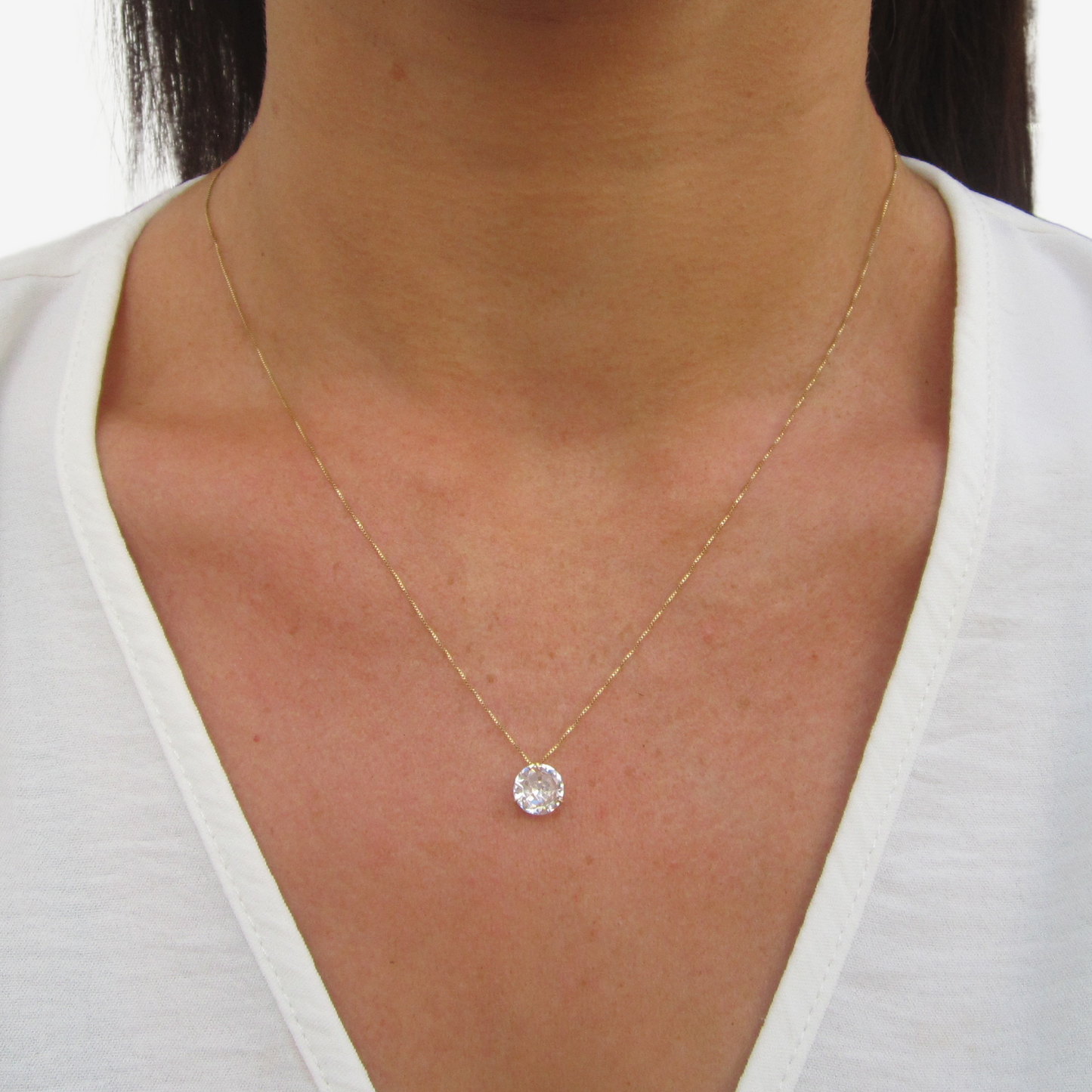Solitaire Round signature zirconia pendant and earring set bundle in 18ct Yellow Gold
