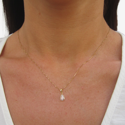 Drop signature zirconia pendant and earring set bundle in 18ct Yellow Gold