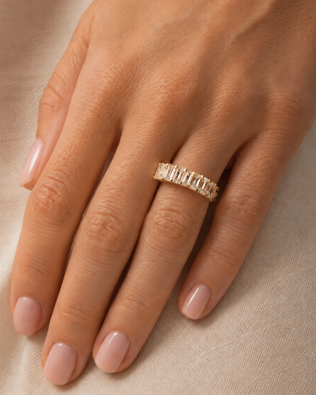 8.10ct Lab Grown Diamond Emerald cut Eternity Band