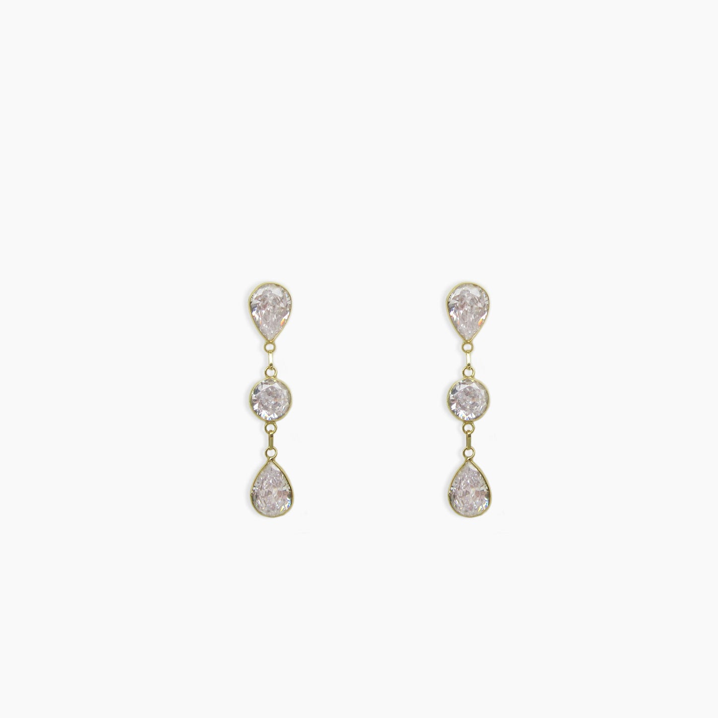 Three Stone Drop Earrings Signature Zirconia – 18ct Yellow Gold