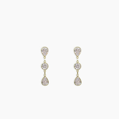 Three Stone Drop Earrings Signature Zirconia – 18ct Yellow Gold
