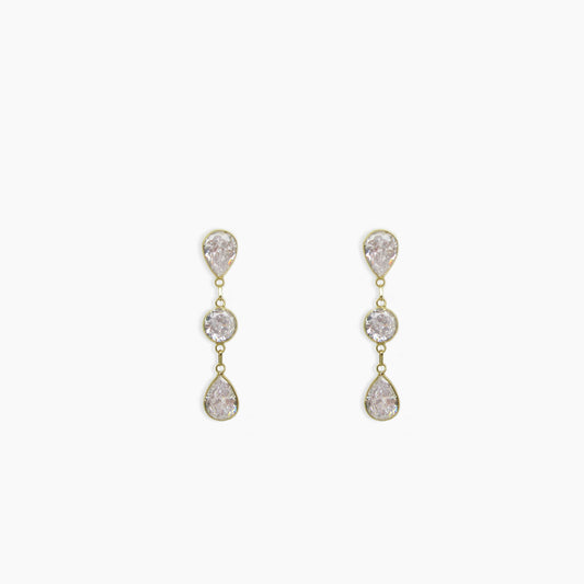 Three Stone Drop Earrings Signature Zirconia – 18ct Yellow Gold