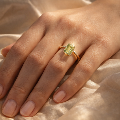 Peridot Ring - 9ct Yellow Gold