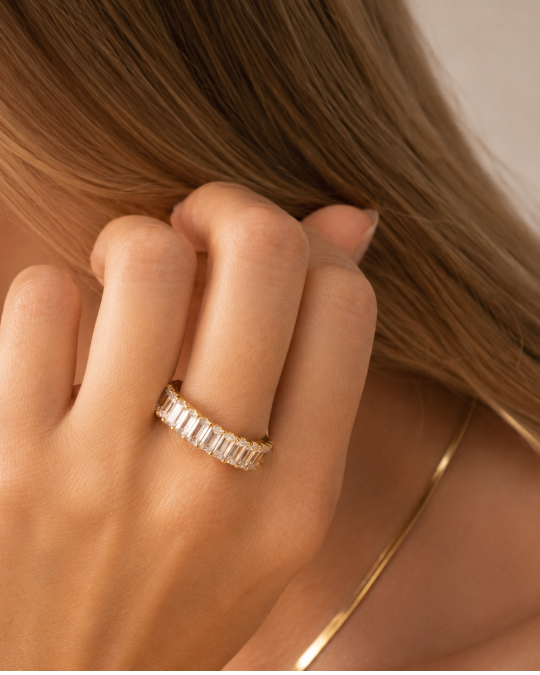 8.10ct Lab Grown Diamond Emerald cut Eternity Band