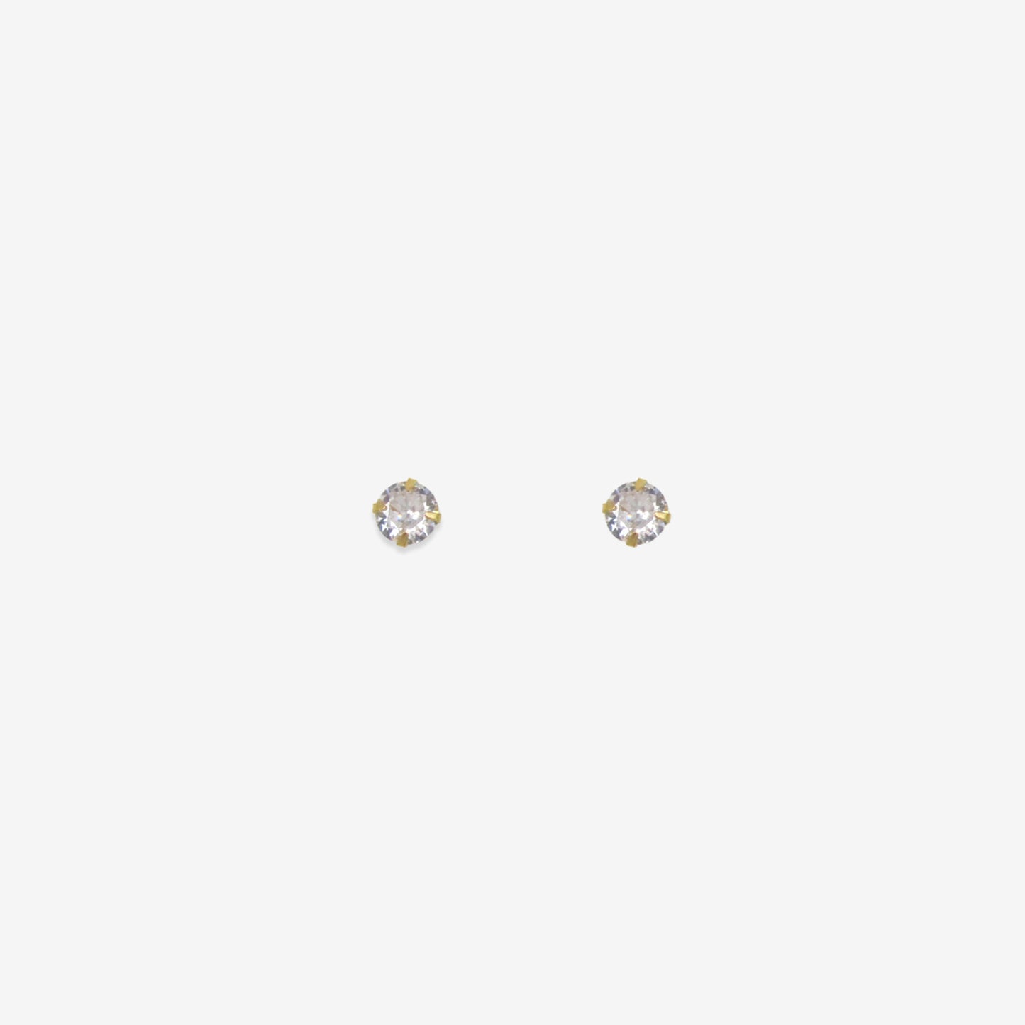 Round Signature Zirconia Stud Earrings 4mm – 18ct Yellow Gold