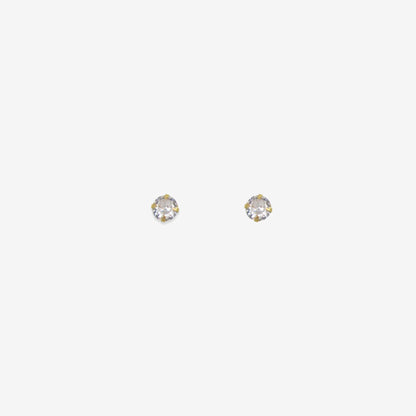 Round Signature Zirconia Stud Earrings 4mm – 18ct Yellow Gold