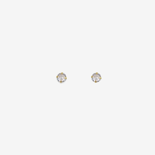 Round Signature Zirconia Stud Earrings 4mm – 18ct Yellow Gold