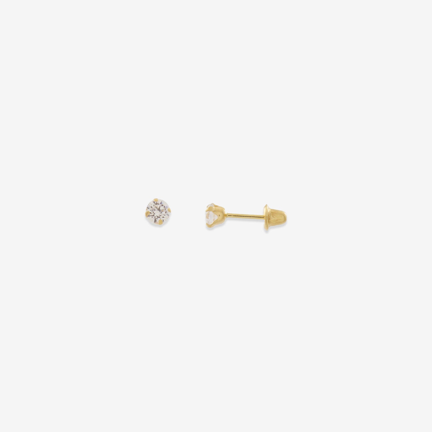 Round Signature Zirconia Stud Earrings 4mm – 18ct Yellow Gold