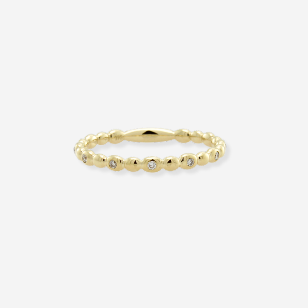 Lab-Grown Diamond Round Cut Band Ring - 9ct Yellow Gold