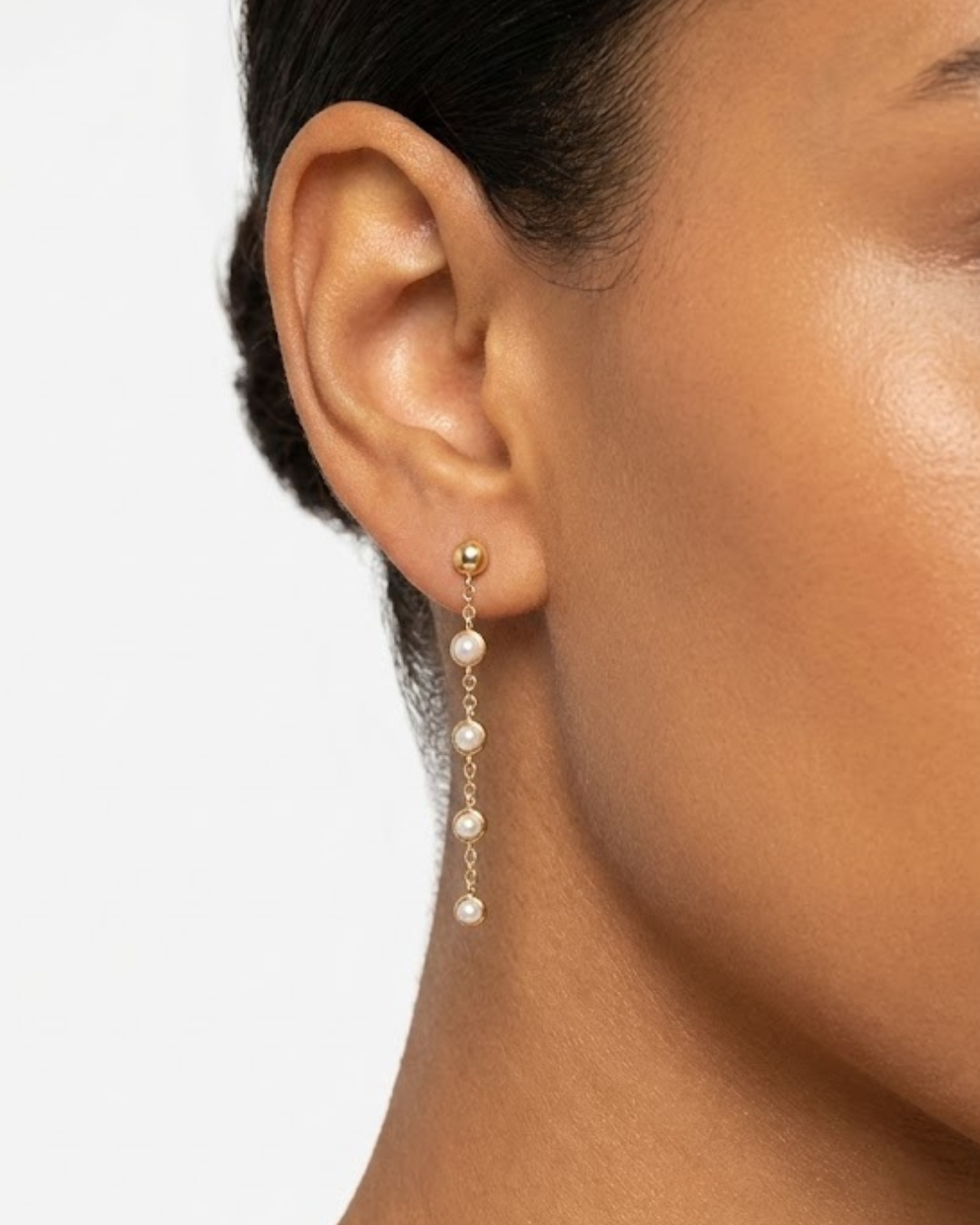 White Freshwater Pearl Cluster Earrings - 9ct Yellow Gold