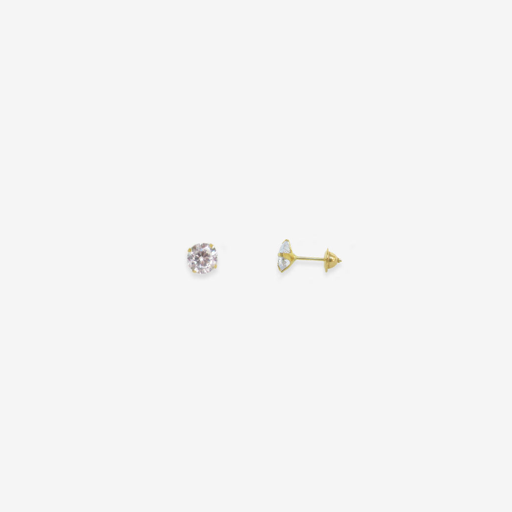 Round Signature Zirconia Stud Earrings 5mm – 18ct Yellow Gold