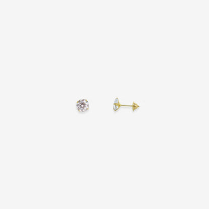 Round Signature Zirconia Stud Earrings 5mm – 18ct Yellow Gold