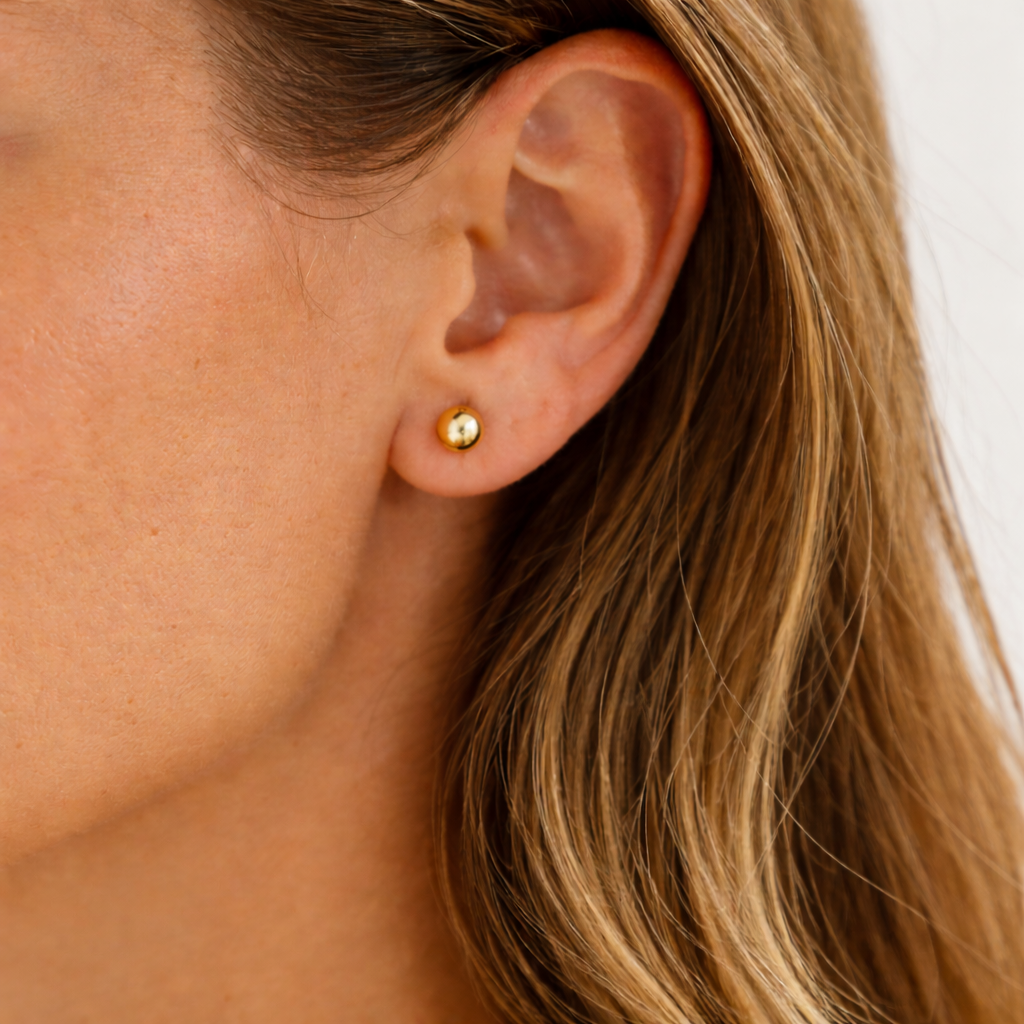 Sphere Stud Earrings 5mm – 18ct Yellow Gold.