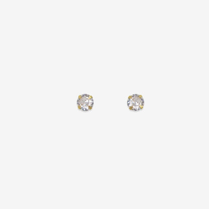 Round Signature Zirconia Stud Earrings 5mm – 18ct Yellow Gold
