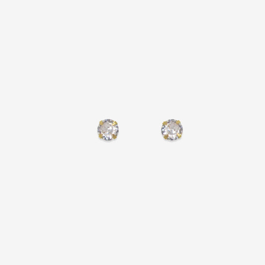 Round Signature Zirconia Stud Earrings 5mm – 18ct Yellow Gold