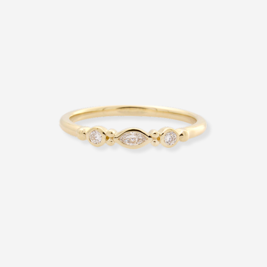 Lab - Grown Diamond Marquise & Round Cut Ring - 9ct Yellow Gold