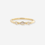 Lab-Grown Diamond Marquise & Round Cut Ring - 9ct Yellow Gold