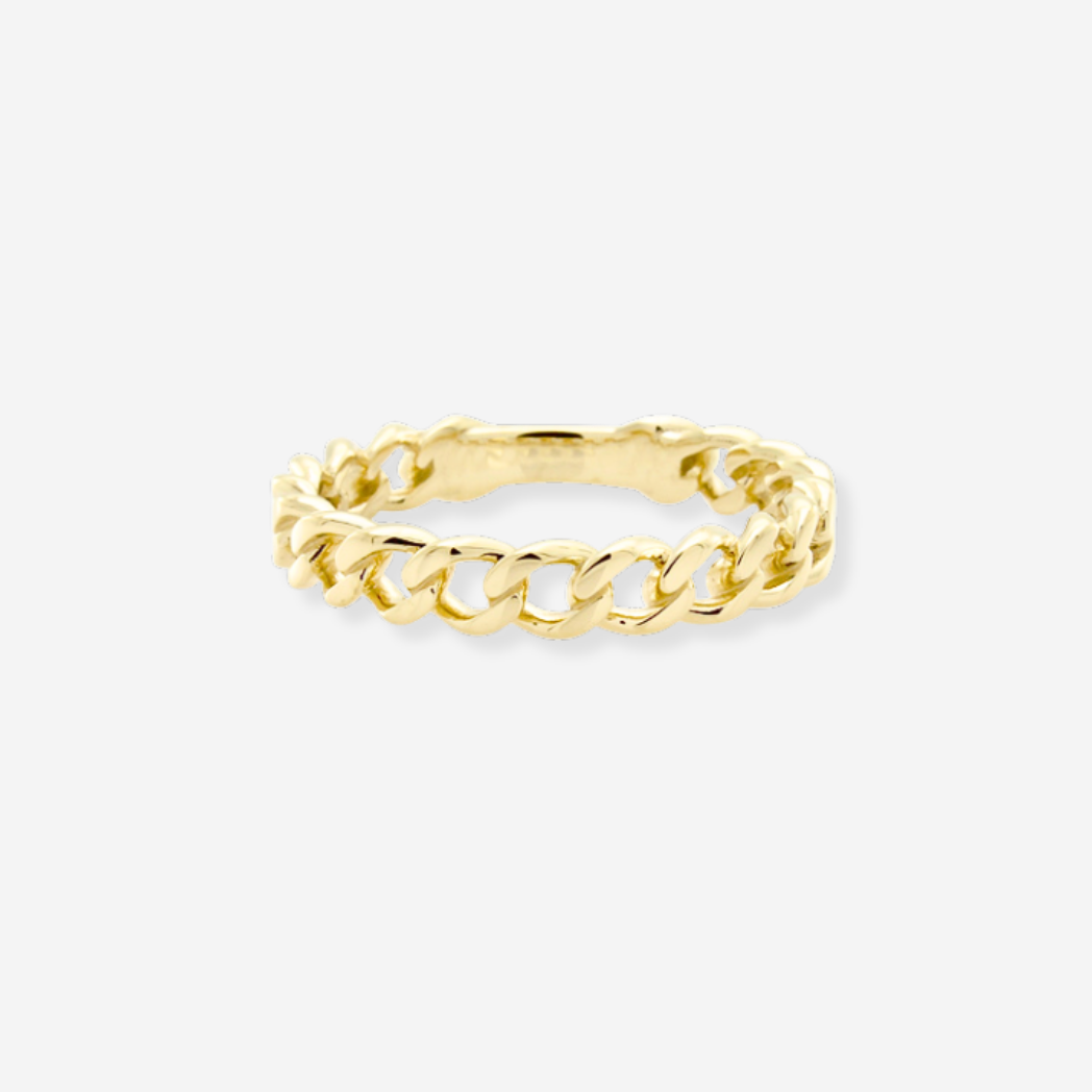 Classic Curb Chain Ring - 9ct Yellow Gold