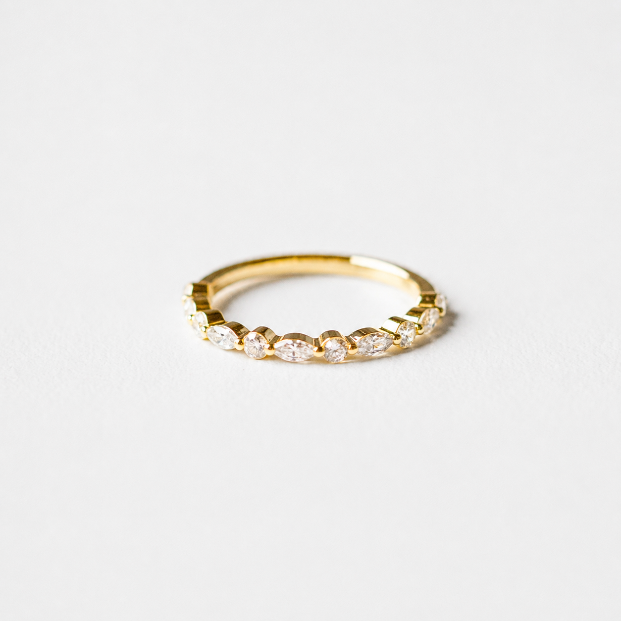 0.50ct Lab-Grown Diamond Marquise and Round cut Half Eternit Band
