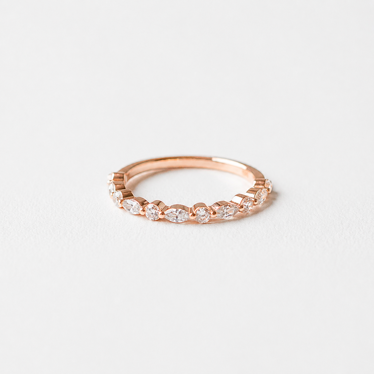 0.50ct Lab-Grown Diamond Marquise and Round cut Half Eternit Band