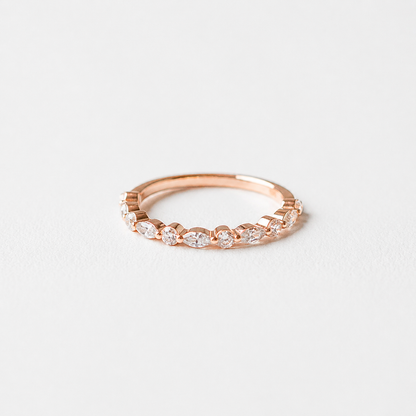 0.50ct Lab-Grown Diamond Marquise and Round cut Half Eternit Band