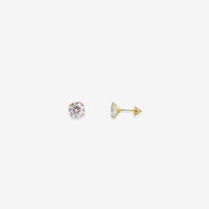 Round Signature Zirconia Stud Earrings 6mm – 18ct Yellow Gold