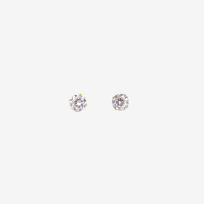 Round Signature Zirconia Stud Earrings 6mm – 18ct Yellow Gold
