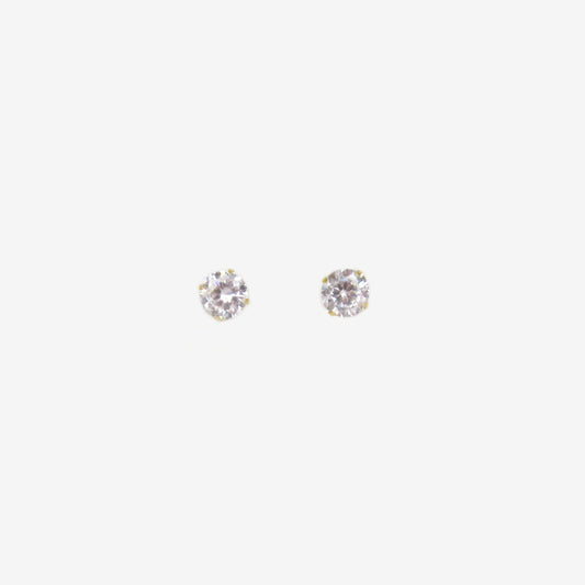 Round Signature Zirconia Stud Earrings 6mm – 18ct Yellow Gold