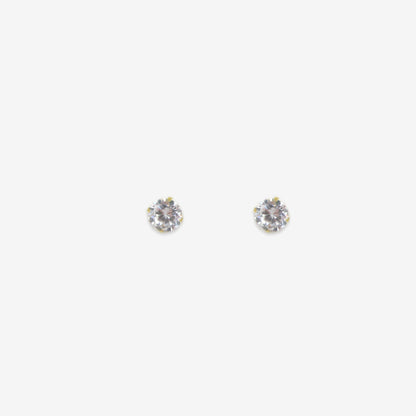 Round Signature Zirconia Stud Earrings 7mm – 18ct Yellow Gold