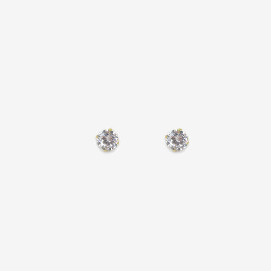 Round Signature Zirconia Stud Earrings 7mm – 18ct Yellow Gold