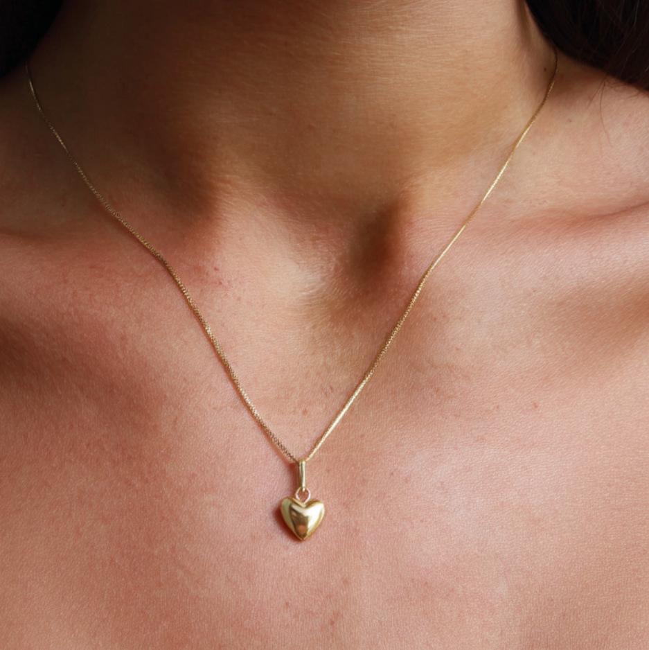 Solid heart pendant and earring set bundle in 18ct Yellow Gold