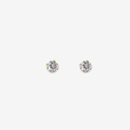 Round Signature Zirconia Stud Earrings 8mm – 18ct Yellow Gold