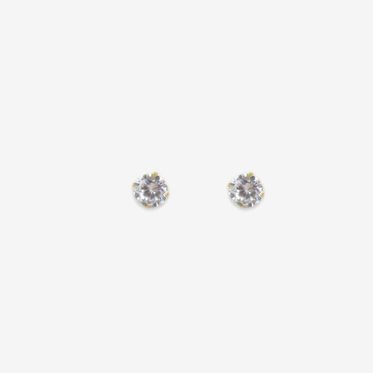 Round Signature Zirconia Stud Earrings 8mm – 18ct Yellow Gold