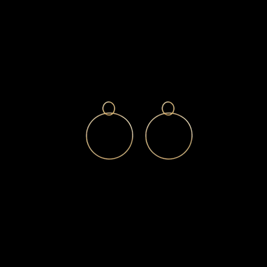 Double Circle Drop Earrings Thin – 18ct Solid Yellow Gold