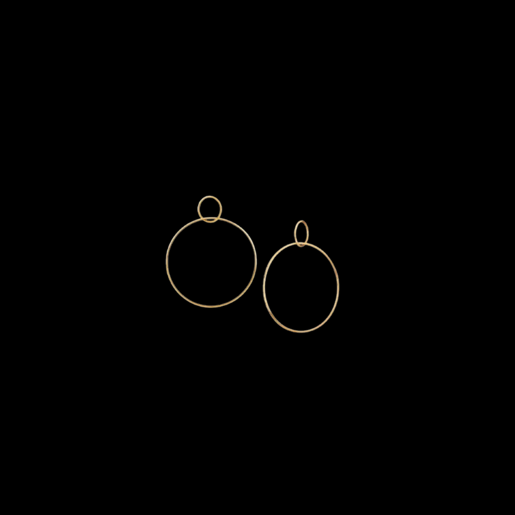 Double Circle Drop Earrings Thin – 18ct Solid Yellow Gold
