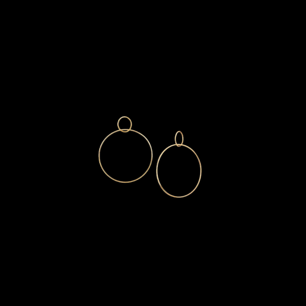 Double Circle Drop Earrings Thin – 18ct Solid Yellow Gold