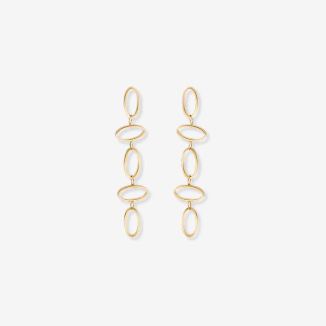 Oval Link Dangle Earrings – 18ct Solid Yellow Gold