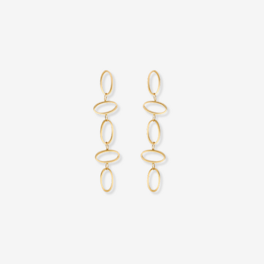 Oval Link Dangle Earrings – 18ct Solid Yellow Gold